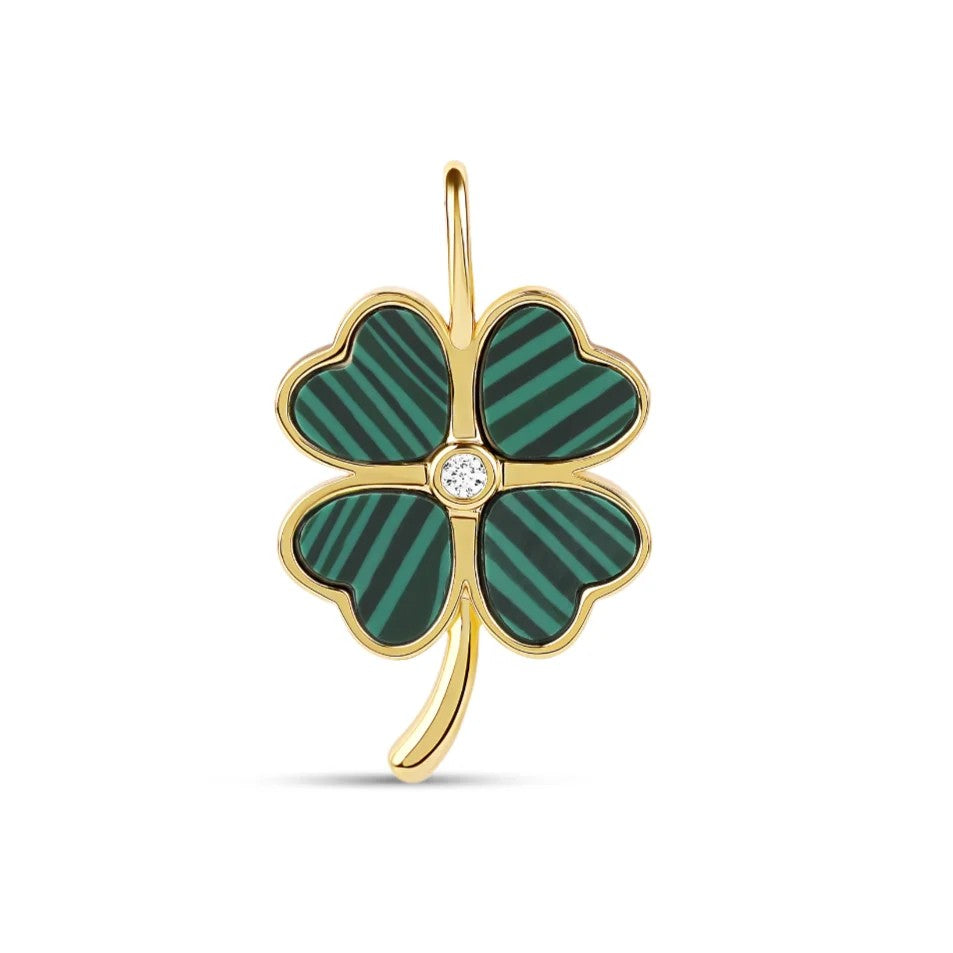 Dije Dorado Clover Stone Malaquita