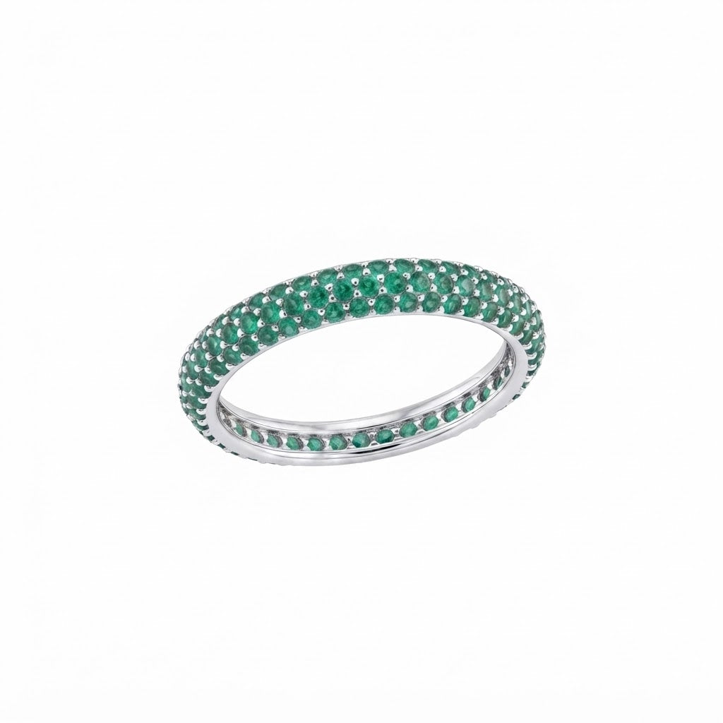 Churumbela Plata 3 Líneas Redondas - Esmeralda