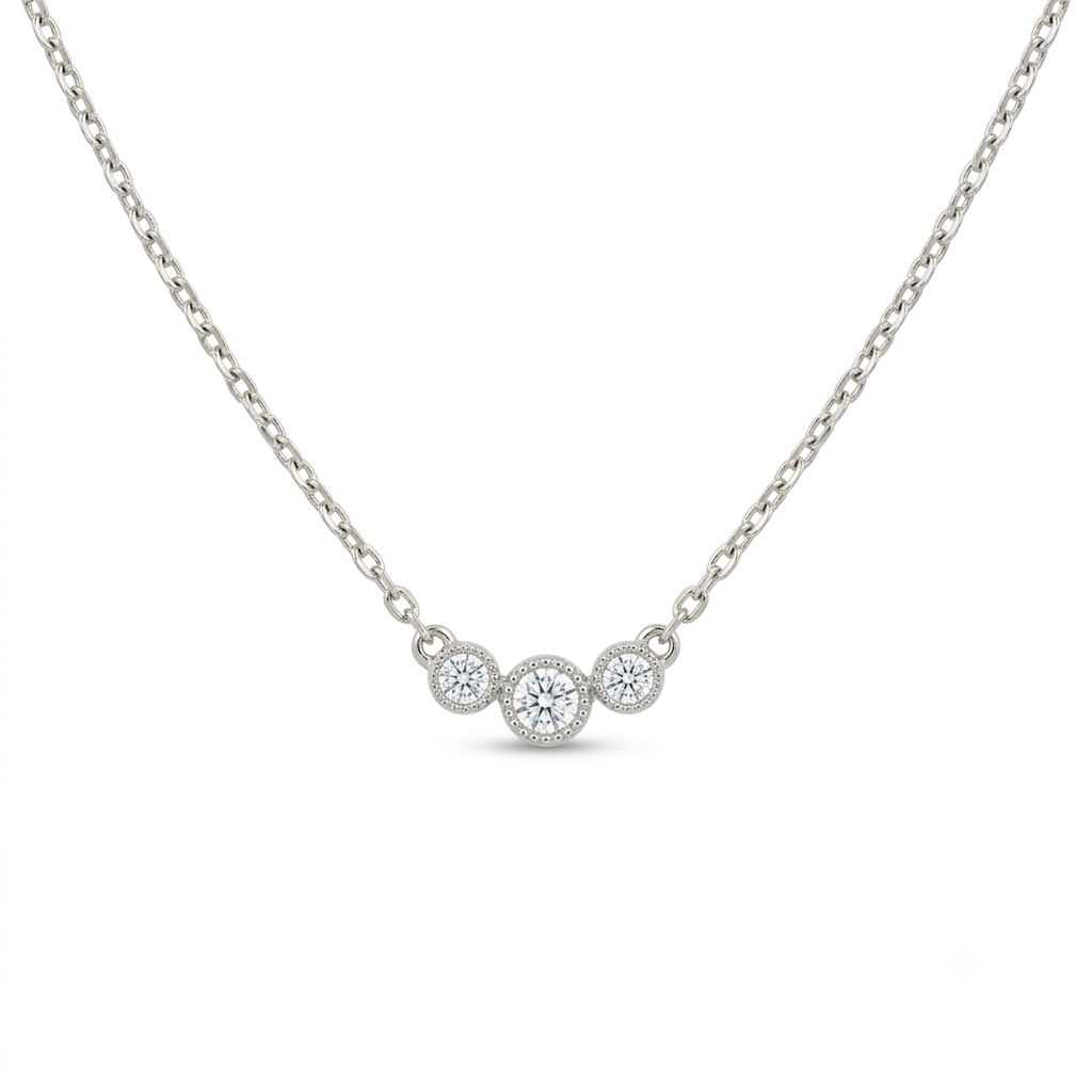 Collar 3 Círculos Juntos Zirconia - Plata