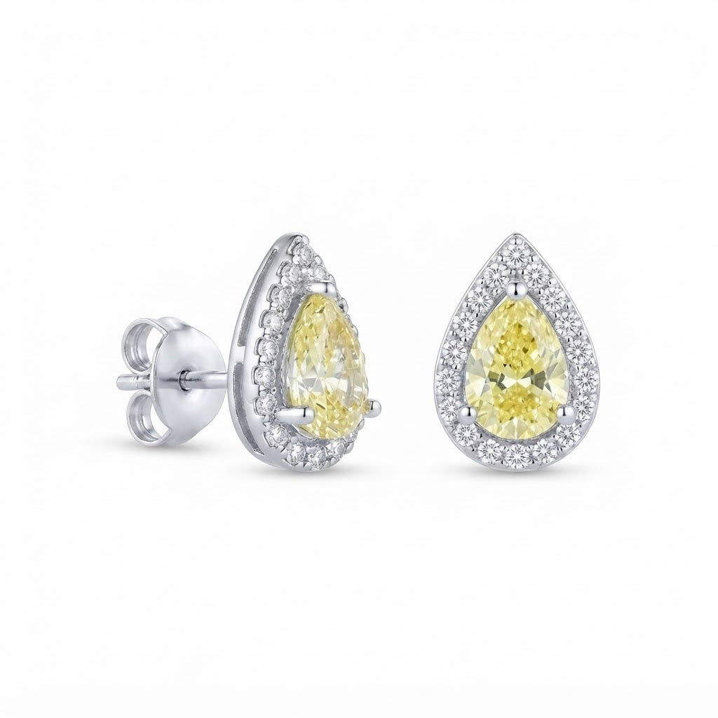 Aretes Plata Gota Abierta Zirconia - Canary