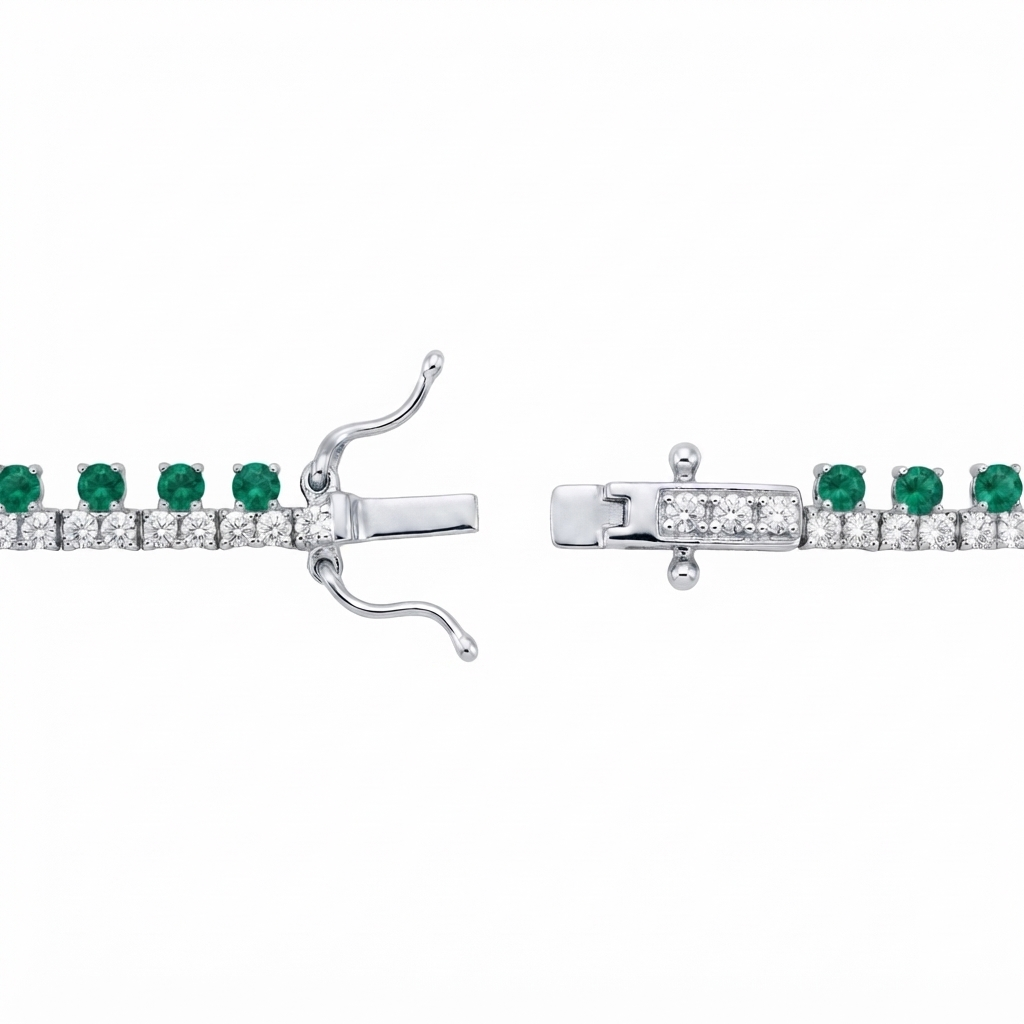 Riviera Plata Zirconia Picos Abajo - Esmeralda
