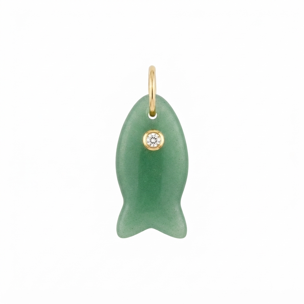 Dije Dorado Little Fish - Verde Jade