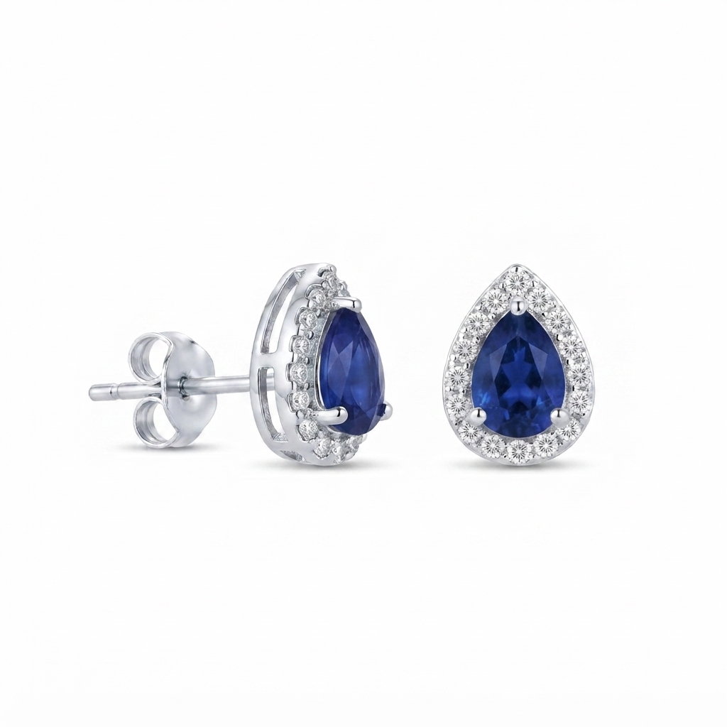 Aretes Plata Gota Chica - Zafiro