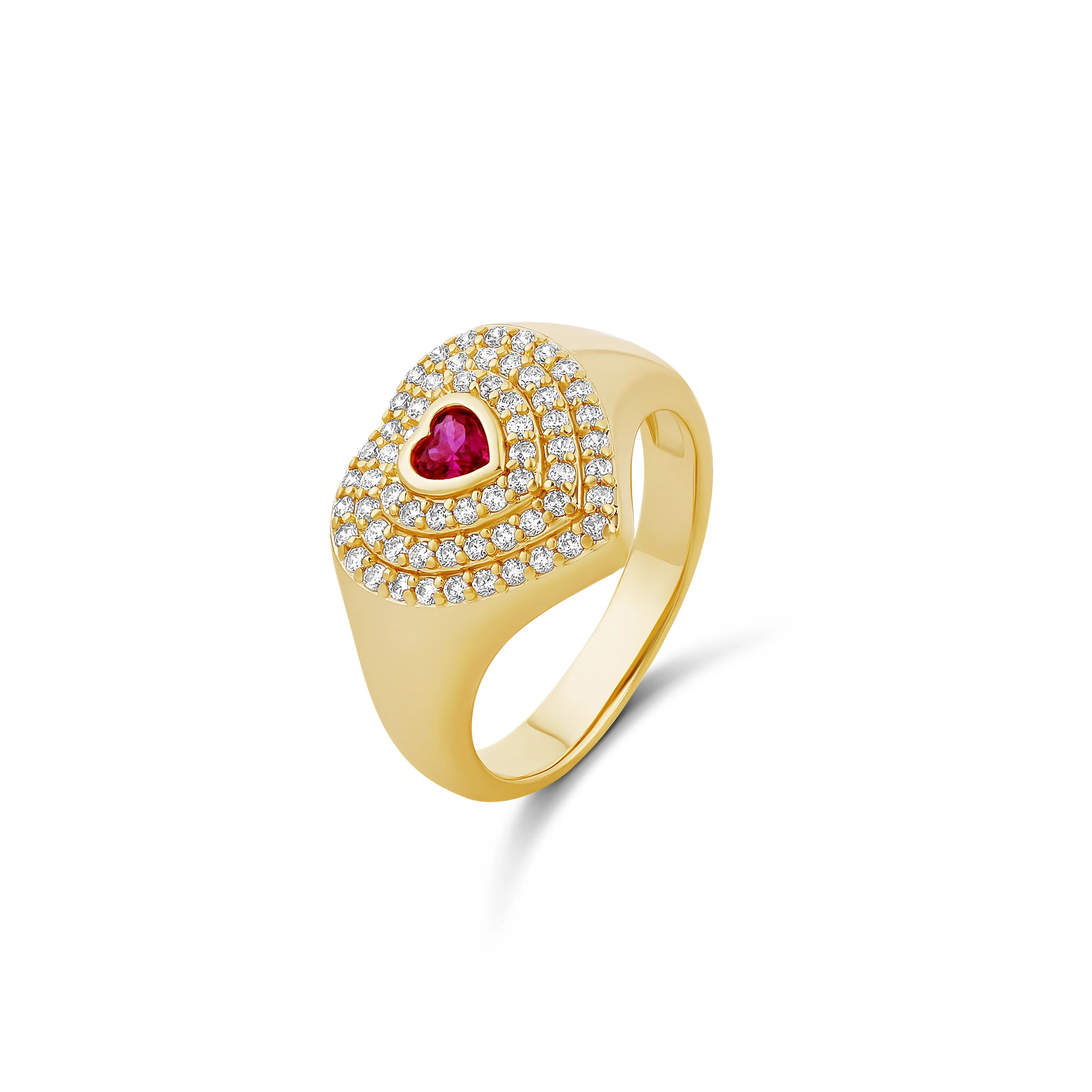 Anillo Dorado Aura Heart - Rubí