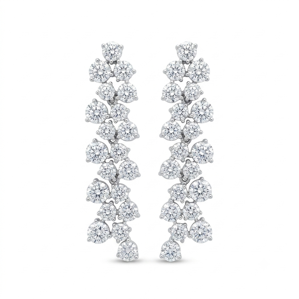 Aretes Plata Tira Gruesa Zirconias Colgantes